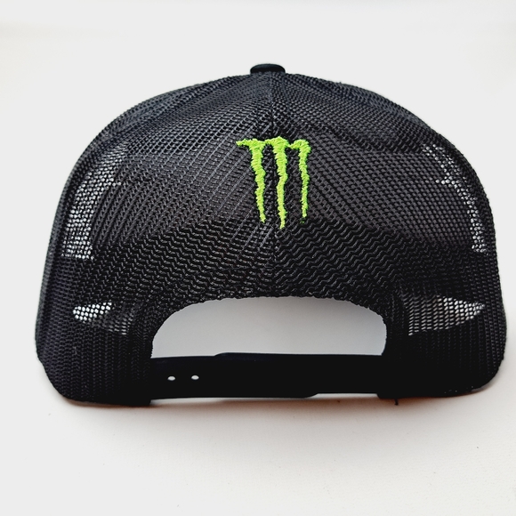 Monster Energy Flat Bill Trucker Mesh Snapback Hat Black - Picture 4 of 5